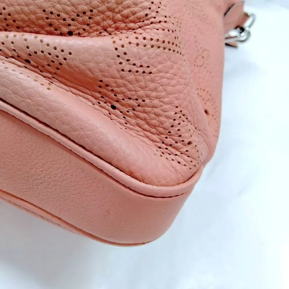Auth Louis Vuitton Pink Monogram Empreinte LV Mahina Selene PM Tote